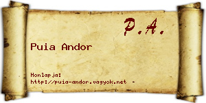Puia Andor névjegykártya